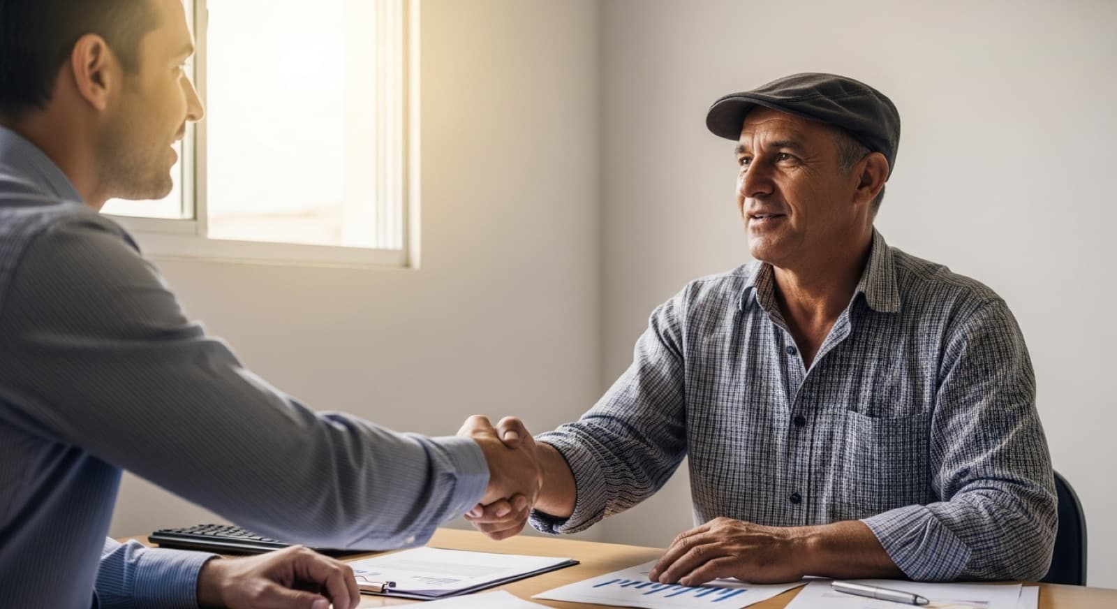 Mãos assinando contrato sobre mesa de escritório, ilustrando formalização de adesão